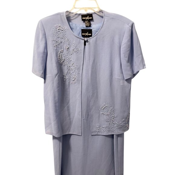 Positive Attitude Womens 2-Piece Light Blue Dress Set With Beading Embellishment - Picture 7 of 12